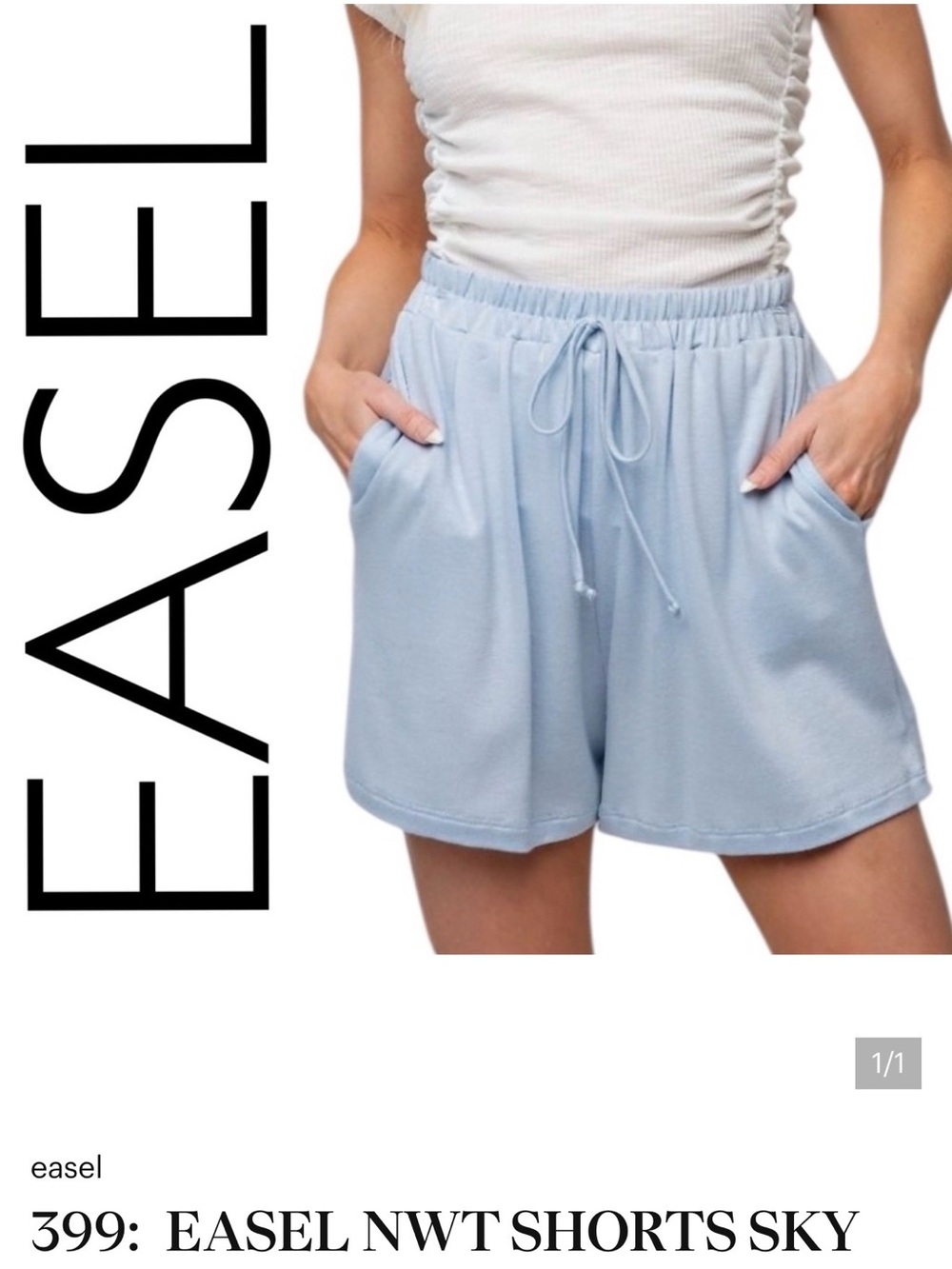 easel Light Blue Drawstring Lounge Shorts